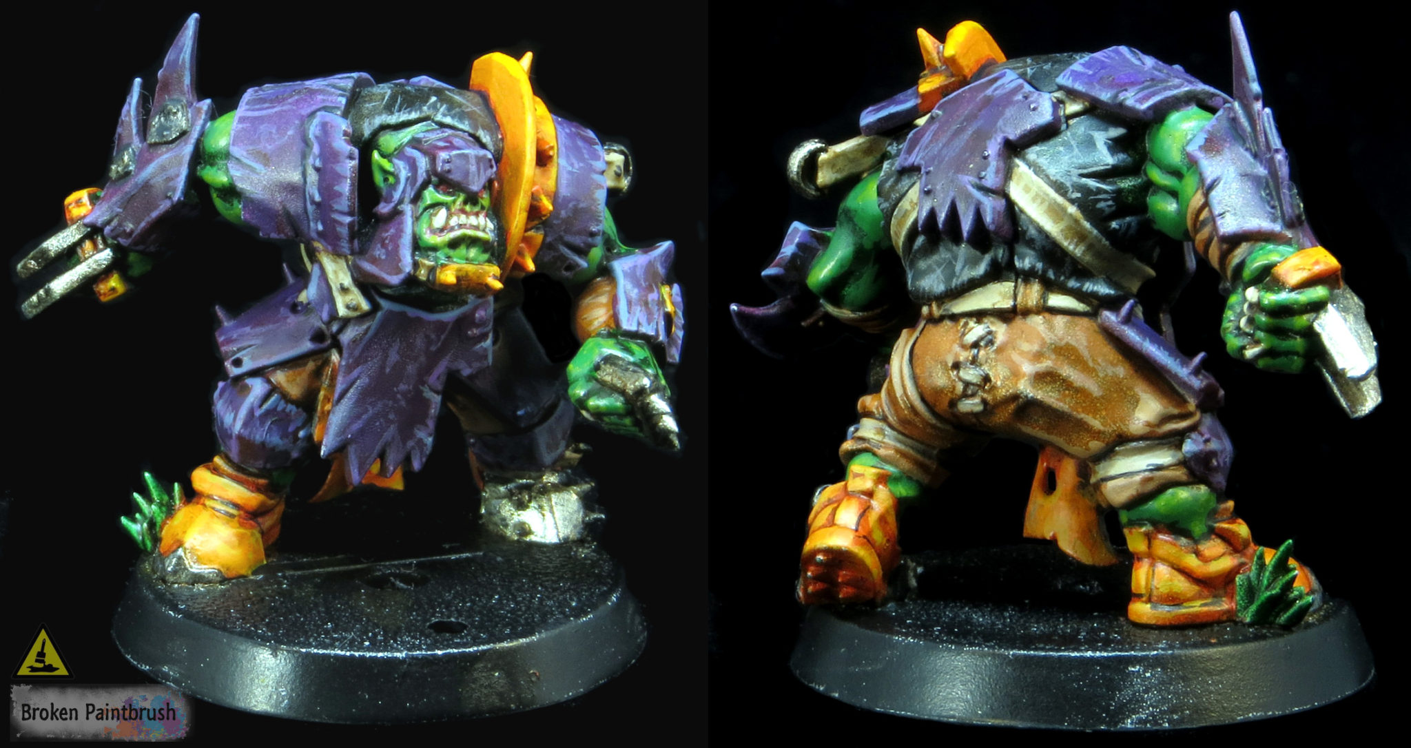 WIP Ork Blood Bowl Lineman With Purple and Orange Armor